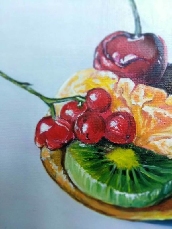 Натюрморт с фруктами, фрагмент картины, масло, холст 50/50
