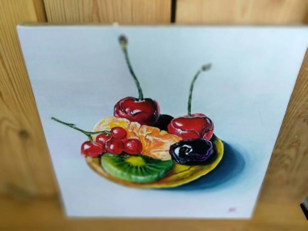 Натюрморт с фруктами, гиперреализм, живопись маслом
